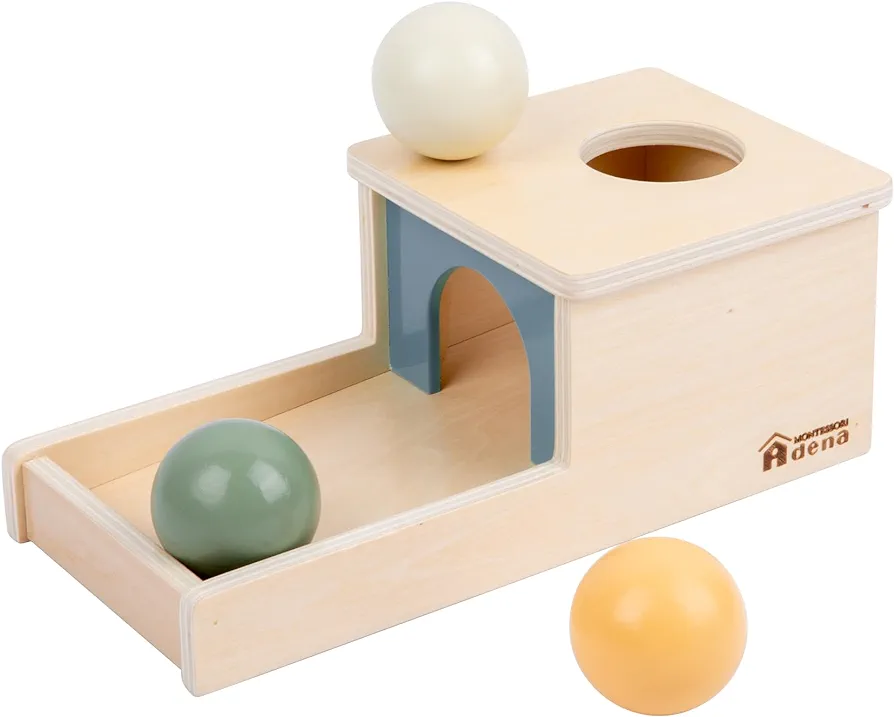 Adena Montessori Wooden Toy for 6-12 Month Baby 3 Balls,Sorting and Stacking Colorful Learning Education Toy for Toddler Kid 1-2 Year Old, Preschool Developmental Girl and Boy Gift