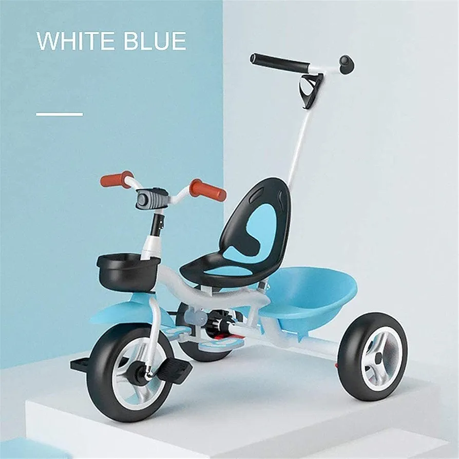 Children's Tricycle with Music Light, Baby Stroller, 1-3-5 Baby Pedal Bicycle, Kindergarten Toy Stroller, Rear Wheel Safety Double Brake,Color:White Blue (Color : White Blue)