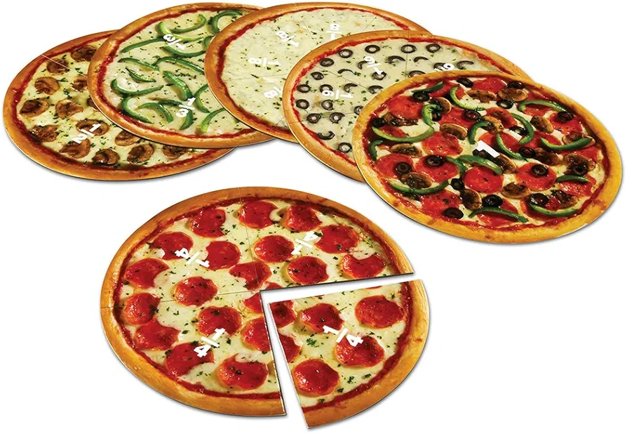 Learning Resources Magnetic Pizza Fractions, Fraction Games for Kids, 24 Pieces, Ages 6+