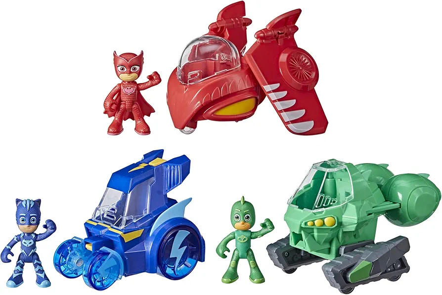 PJ Masks 3-in-1 Combiner Jet Preschool Toy, PJ Masks Toy Set with 3 Connecting PJ Masks Cars and 3 Action Figures for Kids Ages 3 and Up