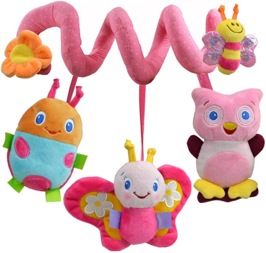 1PC Washable Baby Bed Stroller Hanging Rattle Plush Carriage Toy Education Baby Bell Toy Spiral Rattle,(.)