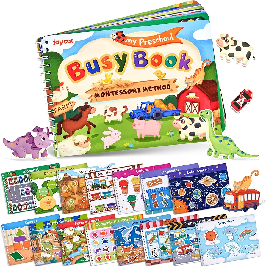 Preschool Busy Book for Toddlers 3-5, Montessori Learning Activities Books, Educational Sensory Toys, Autism Learning Material, Back to School, Birthdays Gifts for Boys Girls