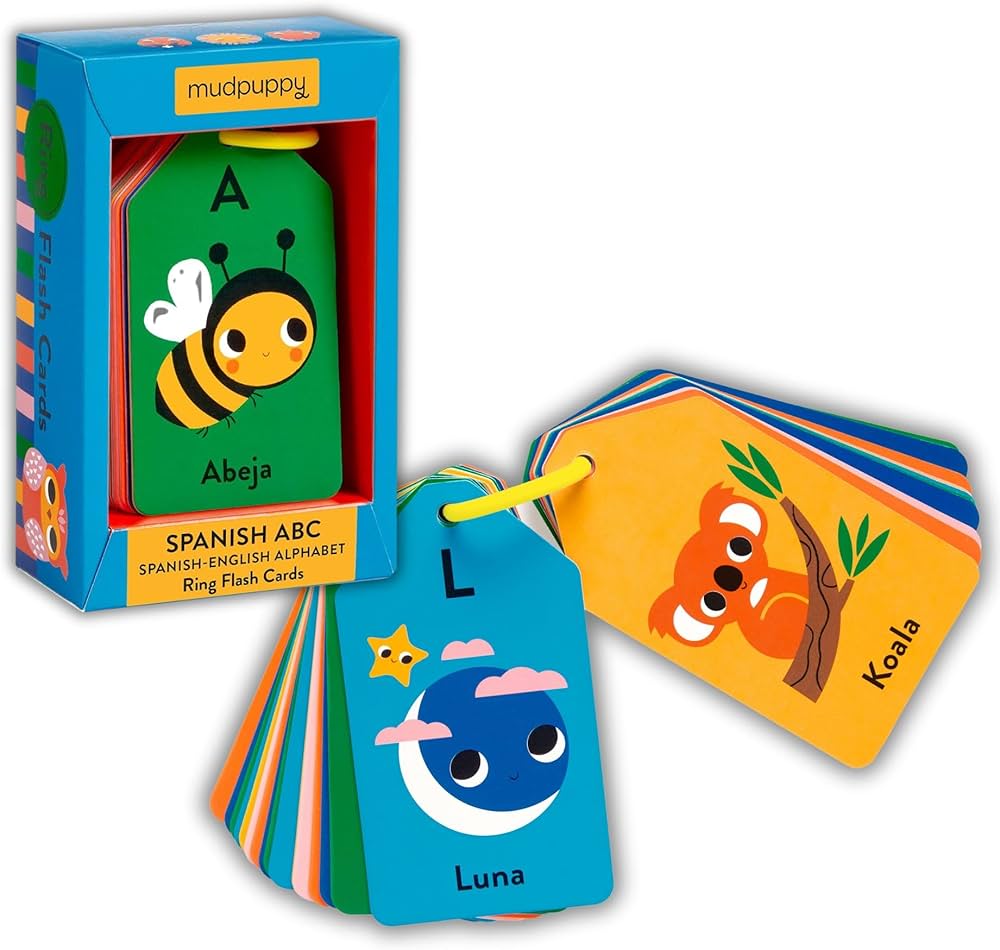 Mudpuppy Spanish English ABC — Ring Flashcards 26 Double Sided Bilingual Alphabet Cards Reclosable Ring With Colorful Art For Ages 1+ Perfect For Preschool Or Travel For Teachers And Parents