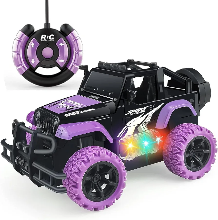 Remote Control Car RC Racing Cars, 1:20 Scale Remote Control Monster Truck, 2.4Ghz LED Light Off-Road Rc Cars,Toy Cars Gift for Kids Boys Girls 6 7 8 9 10 Years Old (#Purple)