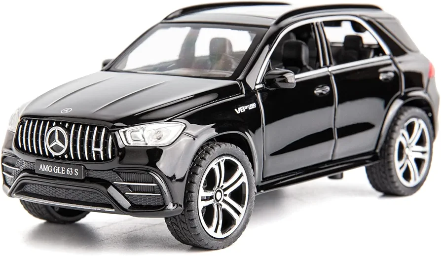 1/32 Scale Benz AMG GLE 63S SUV Toy Car, Alloy Diecast Collectible Pull Back Car Model with Light and Sound Toy Vehicles for Adults Boys Girls Gift Toy(Black)