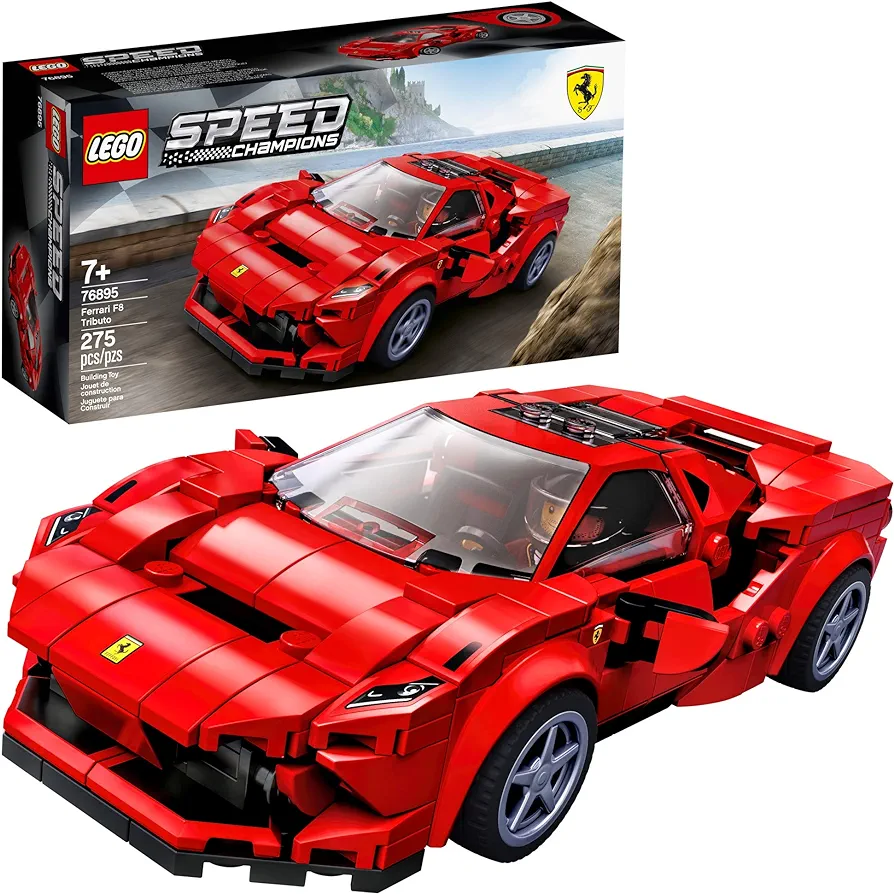 LEGO Speed Champions 76895 Ferrari F8 Tributo Toy Cars for Kids, Building Kit Featuring Minifigure (275 Pieces)