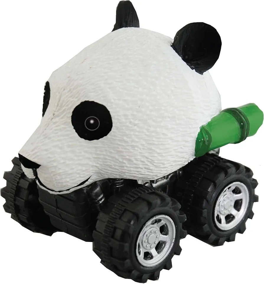 Panda from Deluxebase. Friction powered monster truck toys with cool animal riders, great car toys and Panda toys for boys and girls