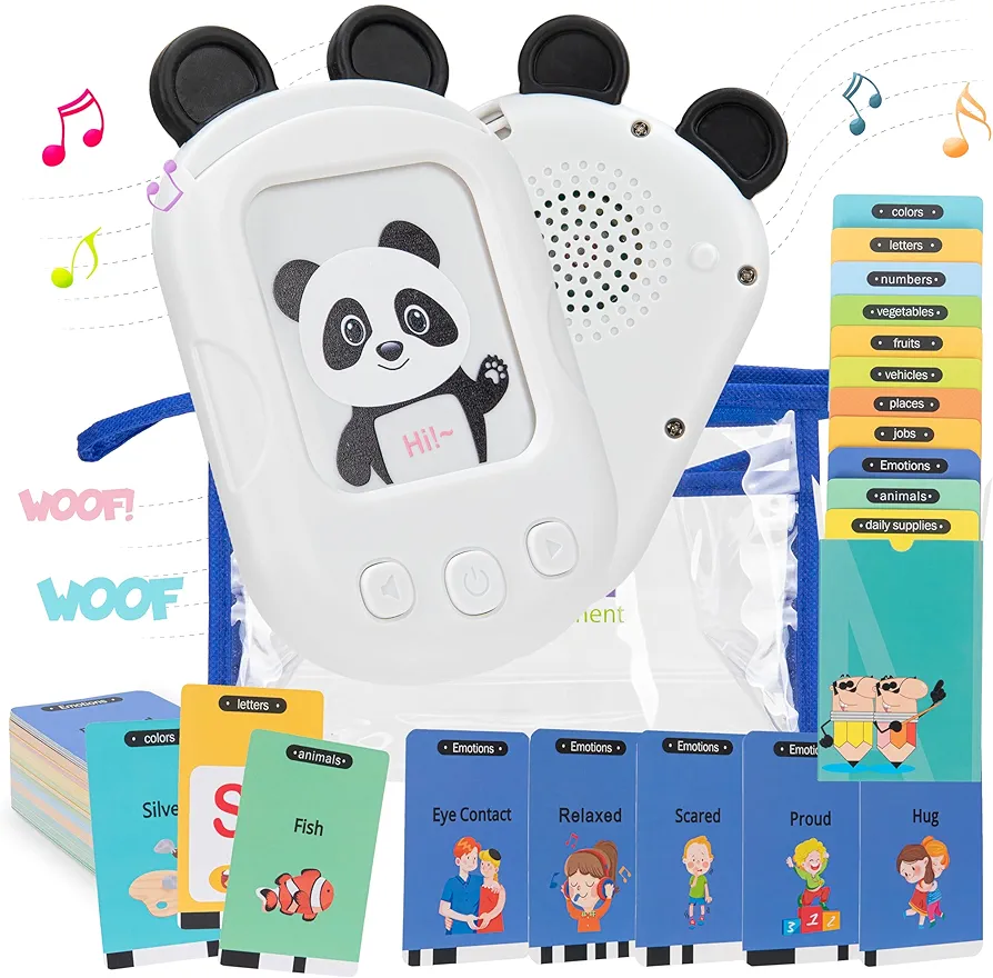 Talking Flash Cards for Toddlers | New Slim Design Waterproof Bag | Learning Toys for Speech Therapy | Autism Toys with 50% Thicker Cards | 224 Sight Words | Flash Cards for Toddlers 1-3 (White Panda)