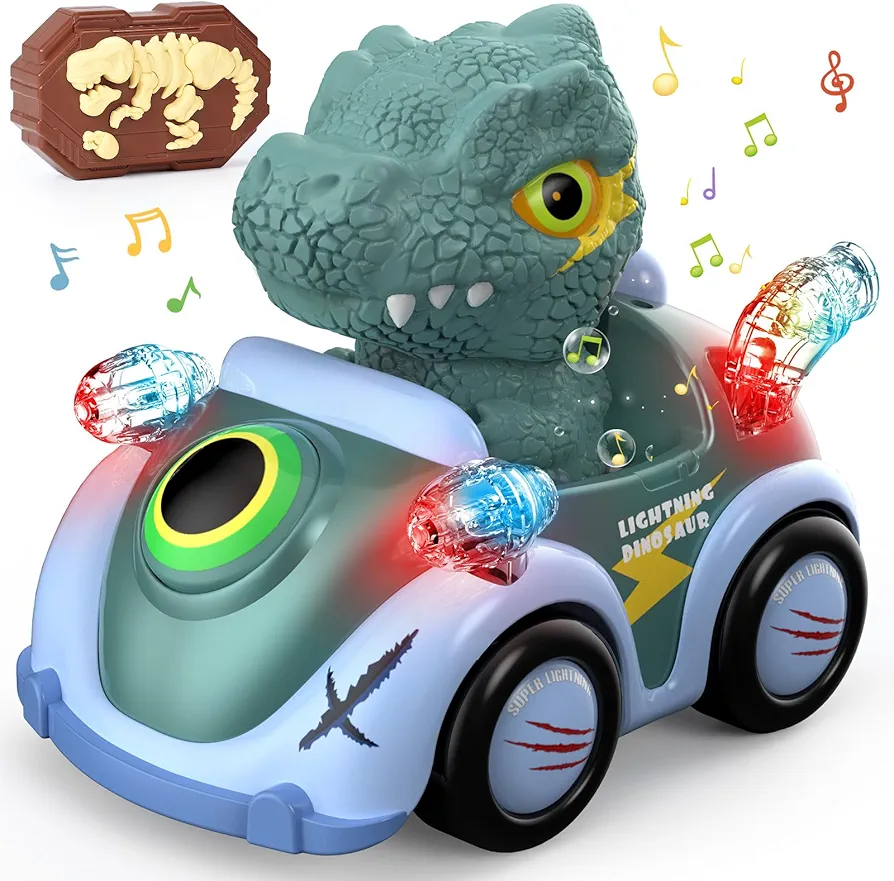 NQD Dinosaur Remote Control Car, 2.4GHz Monster Trucks for Boys Girls with Light & Music, Dinosaur Toys Gift for Kids Boys Girls 1 2 3 4 5 6, All Terrain RC Cars for Toddlers Christmas Birthday