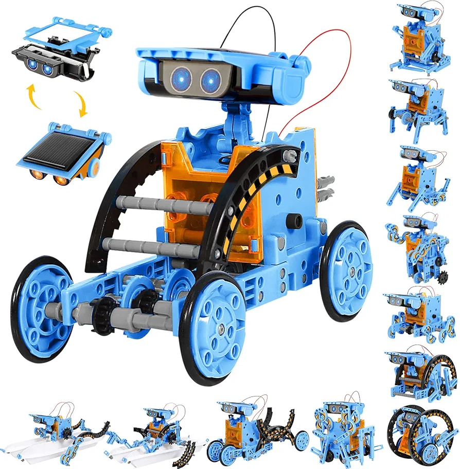 Sillbird STEM 12in1 Solar Robot Toys for Ages 8-13, Solar and Cell Powered Dual Drive Motor DIY Building Science Educational Kit, Gift for Kids 8 9 10 11 12 13 Years Old