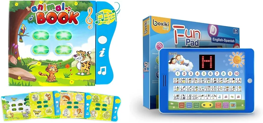 Boxiki Early Learning Adventure Pack: Animal Sounds Book & Bilingual Learning Tablet Combo