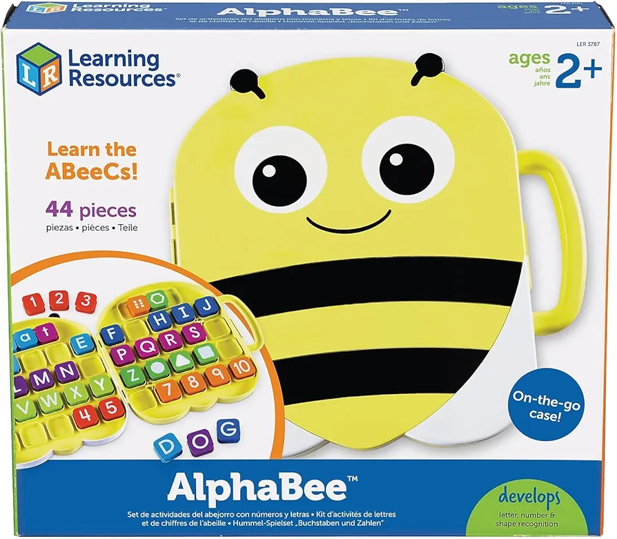 Learning Resources AlphaBee Alphabet, Homeschool, ABCs, Numbers, Shape & Word Recognition Activity Set, Multicolor