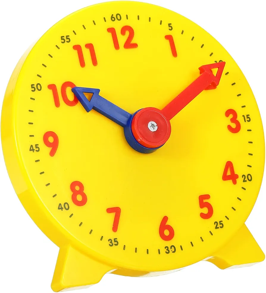 PATIKIL 4 inch Teaching Clock, Learn Clock Learning Tell Time Analog Clock Demonstration Clock 12 Hour 2 Pointers Geared Movement for Classroom Teacher, Yellow