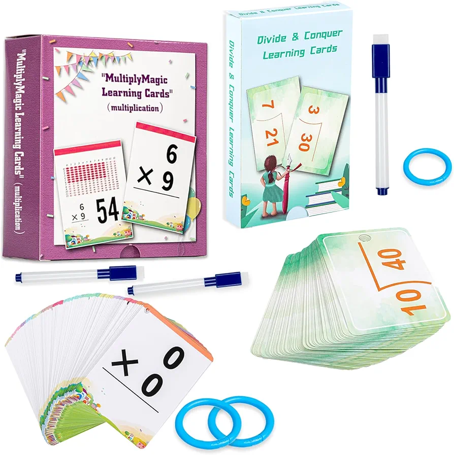 Math Flash Cards, Multiplication and Division Flashcards for Kids Ages 6-12, Math Game, Class or Homeschool Practice Materials for Boys Girls 3rd, 4th, 5th Grade