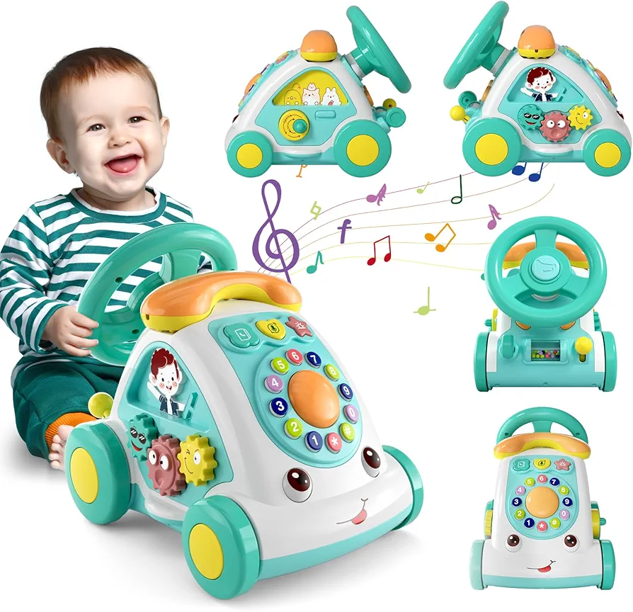 Musical Phone Car Crawling Toy for 1 Year Old Boy|Sensory Toys for Toddler 1-3|Early Educational Learning Tummy Time Toys for 12-18 Months Baby|Birthday Gift for 1 2 3 Year Old