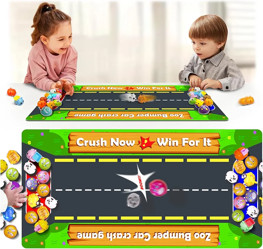 30 PCS Animals Pull Back Car Toys Activities Games with Play Mat Early Educational Baby Car Vehicle Set for Toddlers Boys Girls Birthday Gift