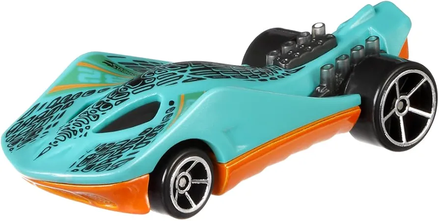 Hot Wheels Collectible Die-Cast Color Shifters Vehicle - BHR19 - Super Stinger Racing Car - Black and Orange to Turquoise and Orange