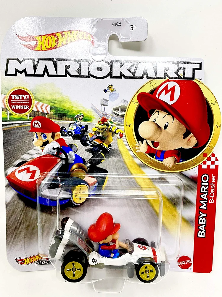 DieCast Hotwheels Mario Kart Baby Mario, B-Dasher Racer